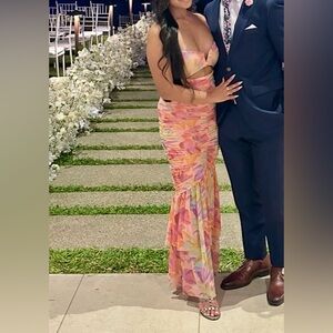 Multicolor Strapless Maxi Dress